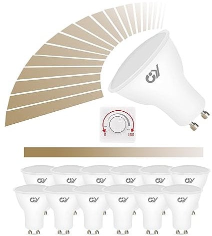 GY Lampadine LED GU10 Dimmerabile, 12 pezzi, 7W (equivalenti a 75W) 600LM,4000K luce bianca neutro,Attacco GU10 lampada, Nessun Sfarfallio, lampadina faretto LED dimmerabili