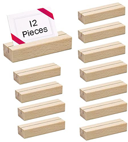 YASQZ Kartenhalter Holz Tischkartenhalter Holz, 12 Stück Postkartenhalter Als Fotohalter/Menükartenhalter/Fotoständer/Platzkartenhalter, Kartenständer für Hochzeit, Weihnachten, Party deko