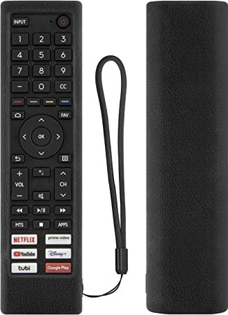 Protective Silicone Case for Hisense ERF3A80 ERF3F80H ERF3I80H ERF3J80H ERF3W80H Voice Remote Control, YiBiChin Remote Cover Washable, Shockproof, Skin-Friendly and Anti-Lost with Lanyard (Black)