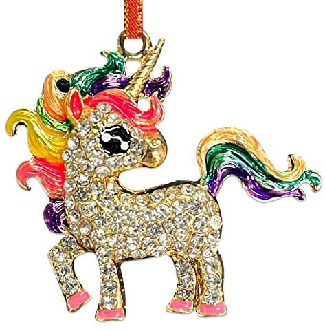 JUESMOS Unicorn Ornaments for Christmas Tree 2025 Metal Unicorn Christmas Ornaments for Kids Girls Sisters Women Rainbow Unicorns Xmas Hanging Decorations Xmas Party Supplies Gifts