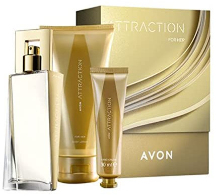 AVON Attraction Parfüm-Set mit Eau de Parfum 50ml, Bodylotion 150ml und Handcreme 30ml in Geschenkbox