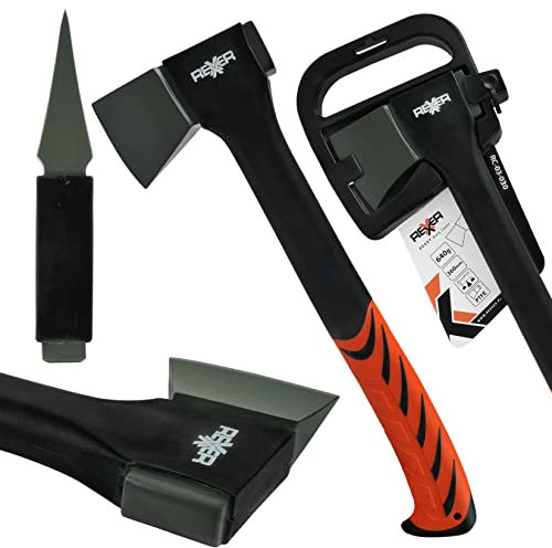 Rexxer | Outdoor Axt 1250 g | Handbeil 60 cm | Zimmermannsbeil mit Glasfaserstiel | Beil mit Klinge aus Kohlenstoffstahl | Spalthammer | Äxte für Garten und Wald | inkl. Klinge & Transportschutz