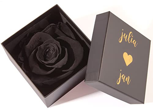 ROSEMARIE SCHULZ Heidelberg 1 Schwarze Infinity Rose konserviert 8,5x8,5 cm haltbar 3 Jahre personalisierbare Rosenbox (Schwarz, Personalisiert)