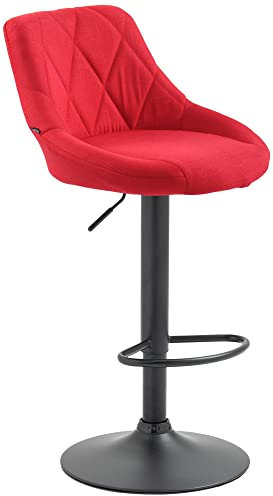 CLP Barhocker Lazio Mit Stoffbezug I Drehbarer Thekenhocker Mit Fußstütze I Höhenverstellbarer Barstuhl Mit Trompetenfuß, Farbe:rot, Gestell Farbe:schwarz