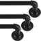 Schwarze Gardinenstange Ausziehbar Metall x3 Sätze, Industrie Gardinenstangen für Ösenvorhänge, Industrielle Gardienenstangenset für Fenster 67 cm - 122 cm((67 cm - 122 cm) X 3 PACK)