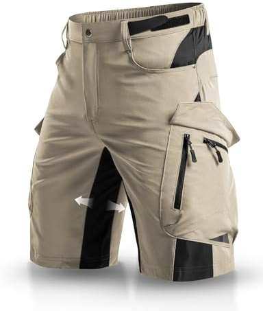 Wespornow Shorts Cargo pour Hommes avec 6 Poches, Pantalons de Travail VTT, Bermudas Courts, Pantalons Chino, Stretch, randonnée Estivale, Shorts de Cyclisme (Kaki Clair,M)