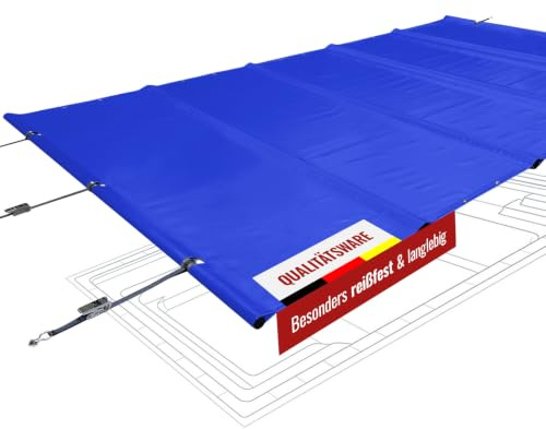 ANKO PLANEN Rechteckige Poolplane Rollschutz 680g/m² - für Sommer & Winter - Poolabdeckung rechteckig - wasserdicht & UV-beständig - blau RAL5002-3,5m x 3,5m