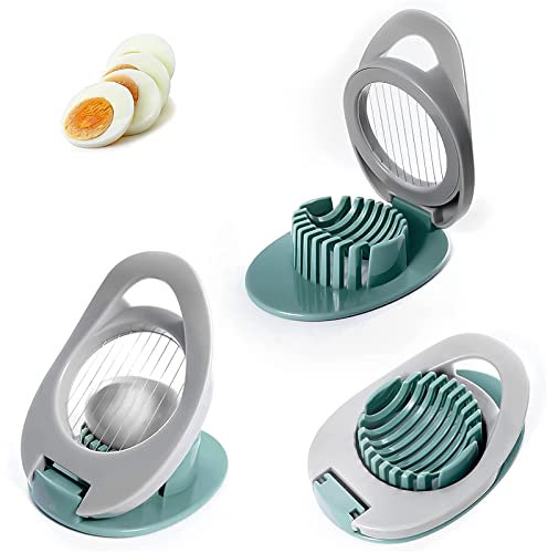Egg Slicer-Egg Slicer for Boiled Eggs,Egg Slicer with Stainless Steel,Multifunctional Egg Cutter for Evenly Slicing Boiled Eggs Ham Kiwi Banana and Strawberry(Green)
