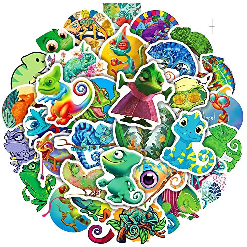 LYLSDSB 50 Pcs Eidechse Aufkleber wasserdichte Cute Tier Sticker für Laptop Skateboard Wasserflaschen Auto Fahrrad Scrapbook Koffer Gepäck, Kawaii Chamäleon Gecko Aufkleber für Teenager Kinder