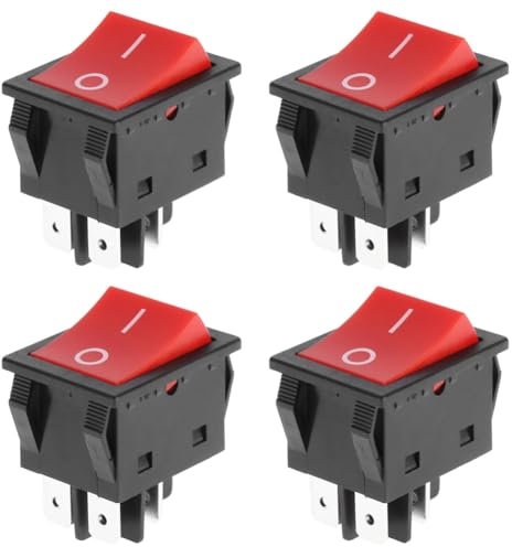 Interrupteur À Bascule 30A, 4 Broches 250Vac Bouton-Poussoir Dps On/Off Interrupteur À Bascule de Panneau, pour Machine À Souder, Appareils Ménagers(5Pcs)