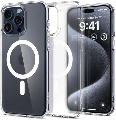Spigen Ultra Hybrid MagFit Case for iPhone 15 Pro, Compatible with MagSafe Accessories - Frost White