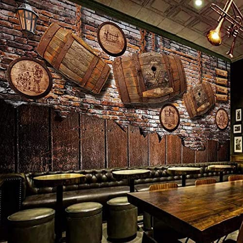 Papier Peint Panoramique Mur De Briques Nostalgique Papier Peint Intissé 3D Tapisserie Poster Decoration Murale Chambre Salon