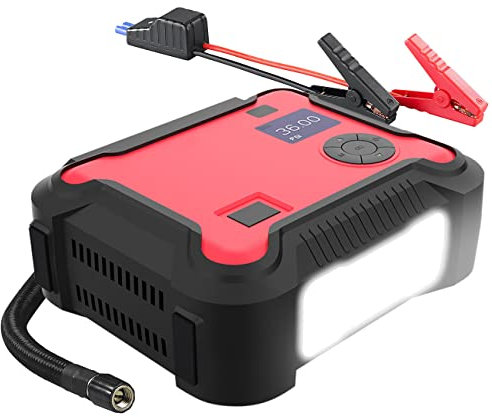 revolt Powerstation Starthilfe: 4in1-Starthilfe-Powerbank, Kompressor, USB, Versandrückläufer (Powerbank Kfz, Kfz Akkus, Ball)