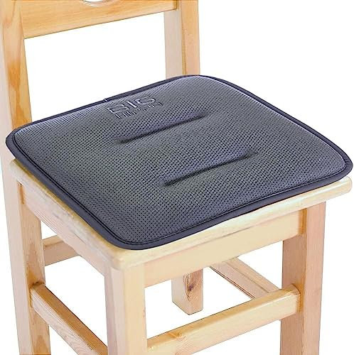 Big Hippo Stuhlkissen mit Bändern – Memory Foam Sitzkissen für Kinder ab 1 Jahr, Kinderstuhl Holz, Bibliothek, Schlafzimmer & Wohnzimmer, rutschfest, 30 x 30 x 3 cm, Bequem & Ergonomisch - Grau