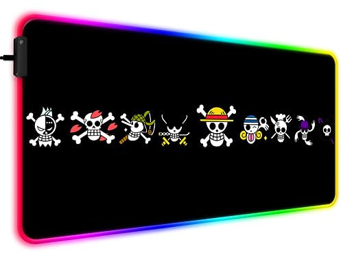 SIASYDF RGB Anime Characters Desk Mat, Extended Large LED Anime Mouse Pad for Home Office, Rubber Base with Stitched Edges Light Up Gaming Desk Pad for Computer Keyboard and Laptop, 31.5x15.7inch