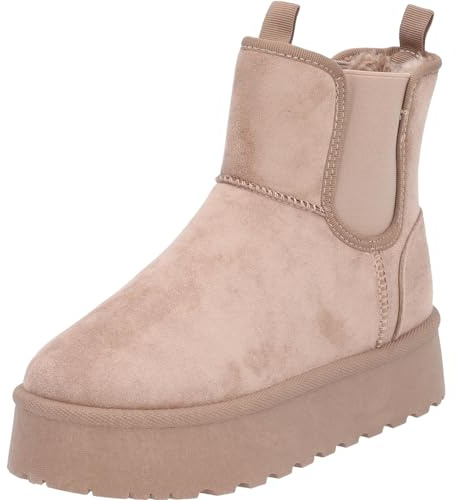 Palado Winterstiefel Damen Gallo – modische Boots - warm gefütterte Stiefeletten - bequeme Stiefel Beige UK6 - EU39