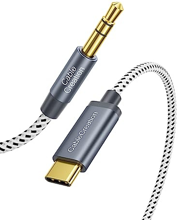 CableCreation USB C zu 3.5mm Audio Aux Kabel (6FT/1.8M), Typ C zu Aux Stecker Kopfhörer Auto 1/8 Stereo Aux Kabel für iPhone 15 Pro Max/15 Pro, Galaxy S23 Ultra iPad Pro Air Pixel 7, Grau