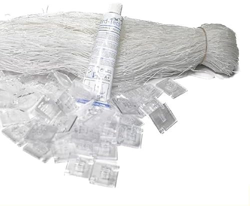 Bird-Tech TM Balkonnetz für Katzen und Vögel, Transparent, mit 100 Haken und 2 Transparent Silikon, 80 ml. (8 x 3 MTS)