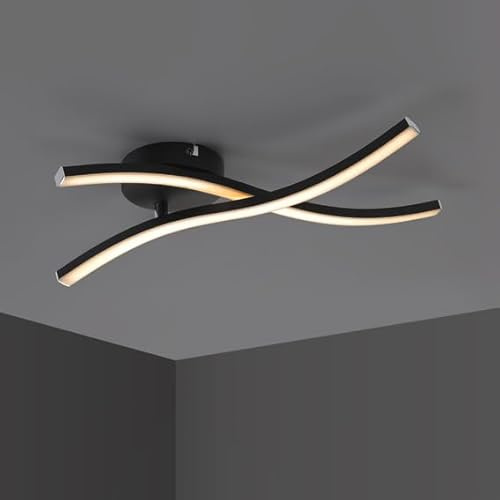IMPTS LED Deckenleuchte wohnzimmer, 2 integrierte Modern Deckenlampe | 3000K Warmweiß LED Lampe für Wohnzimmer Schlafzimmer Küche und Flur 11W 500Lumen Schwarz Wellenförmig