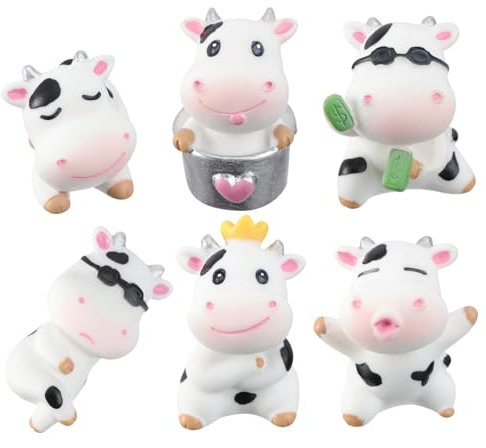 Supvox 6st Harz-Kuh-Ornament Kuhfiguren Für Kinder Harz Kuh Bonsai Kuh Dekofigur Tierrinder Charaktere Spielzeug Mini Kuh Skulptur Minitiere Kühe Kuhgarten Blumentopf Niedlich Weiß