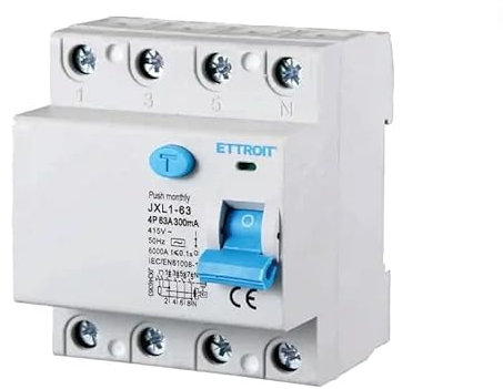 ETTROIT INTERRUTTORE MAGNETOTERMICO DIFFERENZIALE PURO SALVAVITA PER BARRA DIN 4 MODULI 4P 63A 415V 300mA 6KA