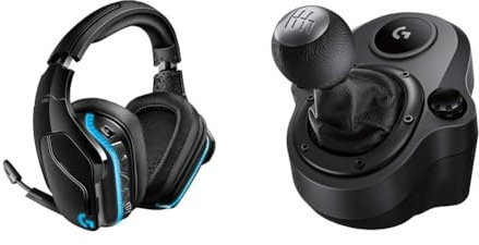 Cuffie da gioco RGB wireless Logitech G935, audio surround 7.1, DTS X 2.0, driver Pro-G da 50 mm & Driving Force Leva di Cambio, 6 Marce di Velocità con manopola ad H