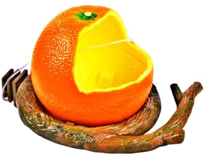 Housoutil Orange Papageiennapf Aus Kunststoff Flacher Boden Und Zweigform Vogelfutternapf Mit Haken Für Käfigmontage Obstvogelfutternapf Sicher Und Langlebig Für Heimvögel