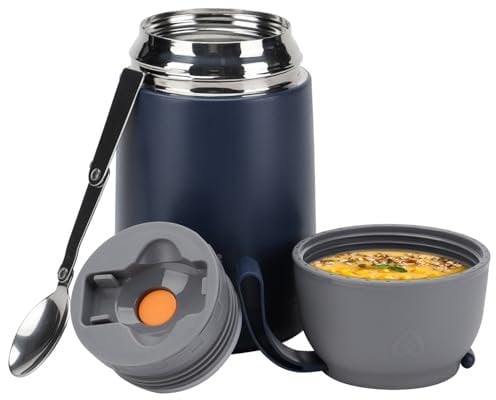 La Comvi Food flasks for hot Food - 630ML - Upto 12h hot & 24h Cold - Thermal Insulated Soup Flask - thermas Food Container - Vacuum Lunch Box - 316 Stainless Steel - Blue