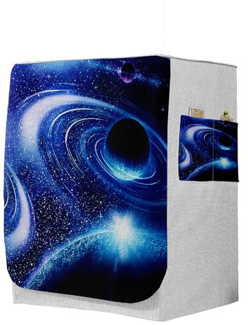 Highdi 3D Housse de Protection pour Machine à Laver, Chargement Frontal Housse à La Poussière avec Ouverture Frontale (Capacité S 6~7,5kg,Univers 8)