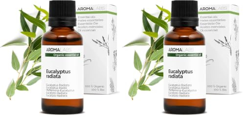 Organic Eucalyptus Radiata Essential Oil (30ml) - 100% Pure, Ecocert Certified Organic - Best Therapeutic Grade Essential Oil (Pack of 2)