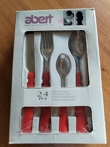 servizio 24 posate acciaio inox/rosso cherry