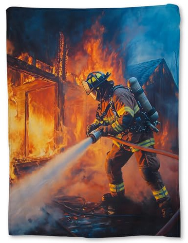 Ti Caldi Feuerwehr-Decke, weiches Flanell, leichte Überwurfdecke für Erwachsene, Damen, Herren, Kinder, gemütliche, flauschige, warme Decken für Couch, Reisen, Bett und Heimdekoration, 203 x 152 cm
