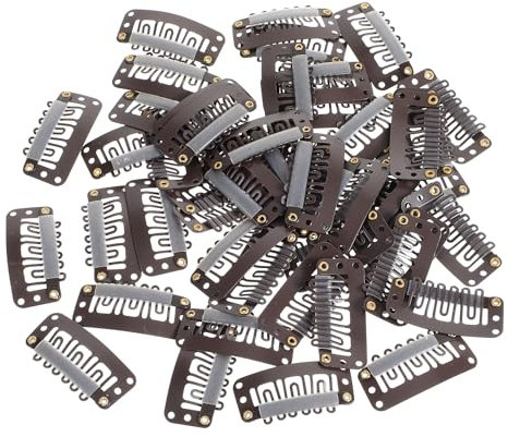 50 Stück Haar Extensions Klips Dunkelbraun Haarclips Haarverlängerung Clips für Extensions Geflochten 6 Zähne U Form Metall Silikon Perücke Haarverlängerung Clip für Frauen Perücken
