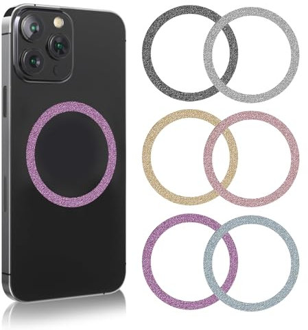 AOUZOVLI 6 Stück Ring Magnetisches Adapter Metallringe mit Aufkleber für Magnetisches Ladegerät kompatibel für MagSafe, Kfz Magnetische Handyhalter Kompatibel mit Den Meisten Mobiltelefonen