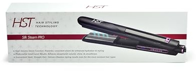 HST Silk Steam PRO Hair Straightener – Professional Steam Flat Iron with Tourmaline Ceramic Plates, High Volume Steam for Hydration & Styling, Adjustable Temperature for All Hair Types