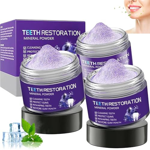 UptVin 3 Piezas Polvo Mineral para Restauración de Dientes, Polvos Blanqueadores Dientes Fortalecer los Dientes y las Encías, Refrescar el Aliento