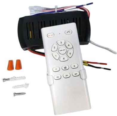 Cpolebev Kit de Télécommande pour Ventilateur de Plafond à Conversion de Fréquence, avec Récepteur à Haute Tension à 6 Vitesses, Facile à Utiliser et, avec Une Finition Soignée.