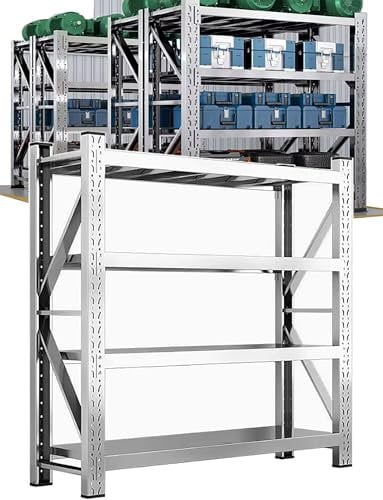 Generisch 78 H Garage Shelving，7495lb,Heavy Duty Garage Shelving Units and Storage Adjustable 4 Tier Stainless Steel Industrial Shelves，Utility Rack Shelf(100x50cm/39.4x19.7in)