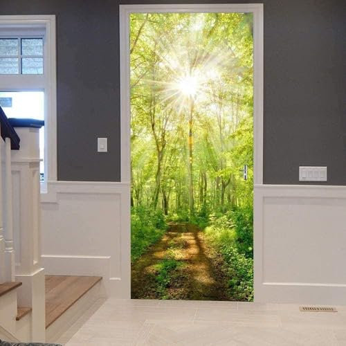 Selbstklebend Türbekleben Wald Türtapete 80x200 cm, TürPoster Natürliche Landschaft Türbilder 3D Türaufkleber Dekoration Poster Tapete Türfolie, PVC Fototapete Wandtattoo Tür Tapeten m9904