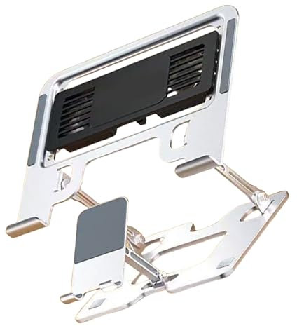 ULIJTH 2 in 1 supporto per computer portatile e telefono regolabile staffa per gamer dissipazione del calore Supporto pieghevole portatile per computer