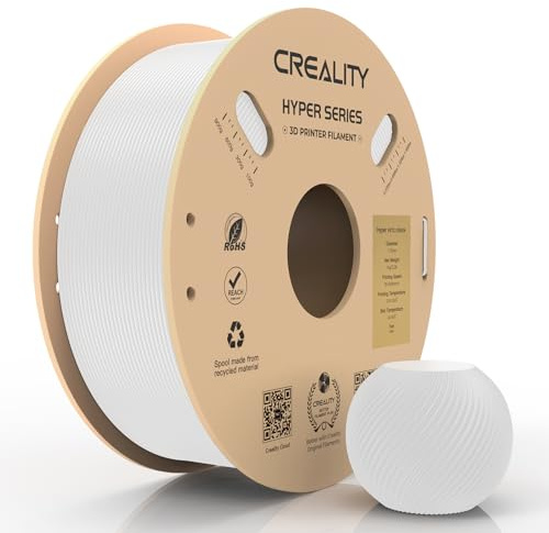 Creality PETG Filament,Hyper PETG 1.75 mm 3D Druckerfilament mit 30–600 mm/s, Maßgenauigkeit +/- 0,02 Pappspule (2,2 lbs), Passend für Die Meisten FDM 3D Drucker 1 kg Weiß