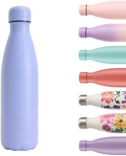 Chilly's Original Water Bottle - Vacuum Insulated Stainless Steel Water Bottle, Reusable Thermal Flask for Hot & Cold Drinks - Leak Proof, No Sweat - Bluebell, 500ml