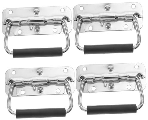 BUGUUYO 4pcs Spring Loaded Surface Mount Trap Door Handles Recessed Flush Ring Pulls for Boat Attic Door Chest and Storage Box Replacement