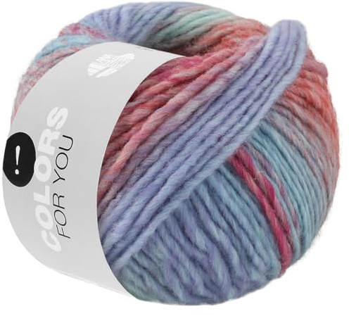 LANA GROSSA Colors for You | Voluminöses Dochtgarn mit Farbverlauf | Handstrickgarn aus 55% Schurwolle & 45% Polyacryl | 50g Wolle zum Stricken & Häkeln | 90m Garn FB 154
