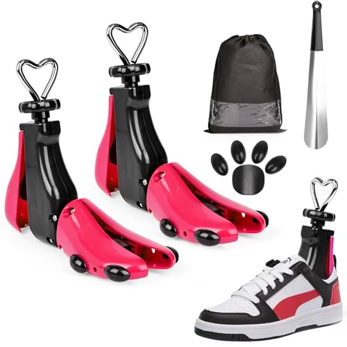 MoeQuliee 2er-Pack Schuhspanner für Damen und Herren - 4-fach verstellbare Breite und Länge, Schuhspanner geeignet für zu enge Schuhe, Turnschuhe, Stiefeletten und Wanderstiefel