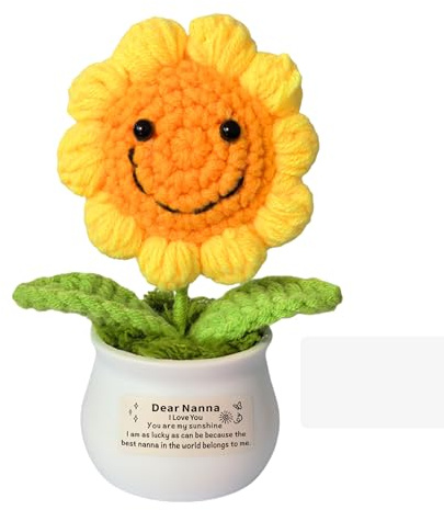 WTOPP Nanna Gifts,Handmade Crochet Sunflower Potted Flower Gifts For Nanna,Nanna Christmas Birthday Gifts From Grandchildren