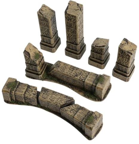 Tims Plum 6er Set Antike Tempelsäulen-Ruinen für Tabletop – 28mm Griechisch-Römisches Gelände, 3D-Druck aus PLA, Zubehör für Miniaturen, D&D & Warhammer 40k, Grau