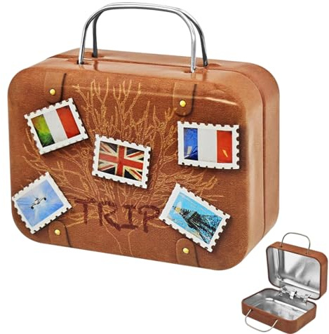 KAHZOR 1 Stück Mini-Reisekoffer,Deko-Koffer,7,5 x 5,5 x 3,5 cm,Geldgeschenk Verpackung Hochzeit und Reisegutscheine,Geschenkkoffer Reiseerinnerungen