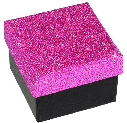 EYS JEWELRY Glitzer Schmuck-Etui für Ring 50 x 50 x 35 mm Kartonage rosa-pink Ring-Box Schachtel Schatulle Geschenk-Verpackung