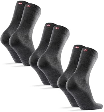 DANISH ENDURANCE Merino Wool Socks Mens, Premium Smart Mens Socks, Breathable Comfort, 3 or 5 Pack, Grey, 3-5